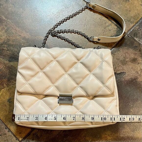 H&M Quilted Shoulder Flap Bag White Silver - Picture 2 of 16